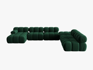 COLTAR MODULAR BELLIS, DREAPTA, 6 LOCURI, 379 CM, VERDE 38, TAPITERIE DIN CATIFEA, DESIGN DEOSEBIT - Img 5