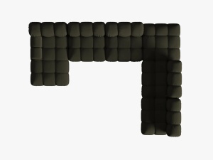 COLTAR MODULAR BELLIS, DREAPTA, 6 LOCURI, 379 CM, VERDE 77, TAPITERIE DIN CATIFEA 3D, DESIGN DEOSEBIT - Img 6