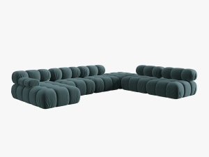 COLTAR MODULAR BELLIS, DREAPTA, 6 LOCURI, 379 CM, VERDE PETROL 87, TAPITERIE DIN CATIFEA, DESIGN DEOSEBIT - Img 4