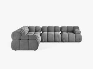 COLTAR MODULAR BELLIS, GRI DESCHIS, CU TAPITERIE DIN CATIFEA VENUS, MICADONI - Img 2