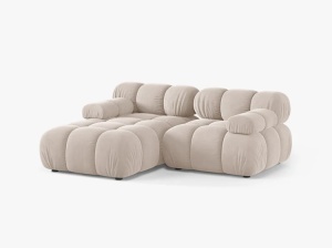 COLTAR MODULAR BELLIS, PE STANGA, BEJ DESCHIS, CU TAPITERIE DIN CATIFEA VENUS, MICADONI - Img 2