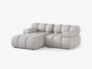 COLTAR MODULAR BELLIS, PE STANGA, GRI DESCHIS, CU TAPITERIE DIN TEXTIL STRUCTURAT LIBERTY, MICADONI - Img 2