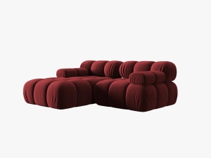 COLTAR MODULAR BELLIS, STANGA, 2 LOCURI, 191 CM, ROSU INCHIS 59, TAPITERIE DIN CATIFEA, MICADONI - Img 5