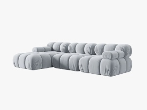 COLTAR MODULAR BELLIS, STANGA, 3 LOCURI, 285 CM, ALBASTRU DESCHIS 80, TAPITERIE DIN CATIFEA, DESIGN DEOSEBIT - Img 5