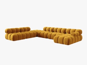 COLTAR MODULAR BELLIS, STANGA, 6 LOCURI, 379 CM, GALBEN 41, TAPITERIE DIN CATIFEA, DESIGN DEOSEBIT - Img 5