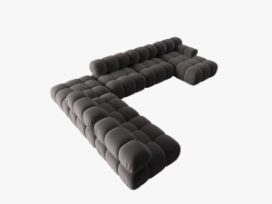 COLTAR MODULAR BELLIS, STANGA, 6 LOCURI, 379 CM, GRI INCHIS 97, TAPITERIE DIN CATIFEA, DESIGN DEOSEBIT - Img 3