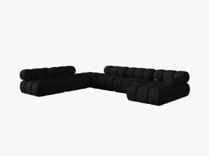 COLTAR MODULAR BELLIS, STANGA, 6 LOCURI, 379 CM, NEGRU 19, TAPITERIE DIN CATIFEA 3D, DESIGN DEOSEBIT - Img 5