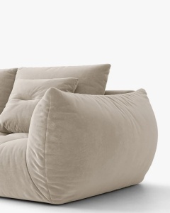 COLTAR MODULAR BLOOM, PE STANGA, BEJ DESCHIS, 327 CM, CU TAPITERIE DIN TEXTIL CATIFEA CASINO, MICADONI - Img 4