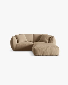 COLTAR MODULAR CHRIS, 220X100, BEJ MIGDALA, CU TAPITERIE DIN TEXTIL CATIFEA CASINO, MICADONI - Img 2