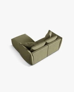 COLTAR MODULAR CHRIS, 220X100, VERDE DESCHIS, CU TAPITERIE DIN TEXTIL STRUCTURAT LINS, MICADONI - Img 2