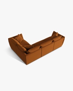 COLTAR MODULAR CHRIS, PE DREAPTA, 210X295, CARAMIZIU, CU TAPITERIE DIN TEXTIL CATIFEA CASINO, MICADONI - Img 3