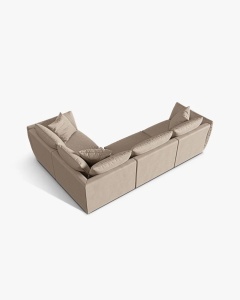 COLTAR MODULAR CHRIS, PE DREAPTA, 210X295, NISIPIU, CU TAPITERIE DIN TEXTIL STRUCTURAT LINS, MICADONI - Img 3