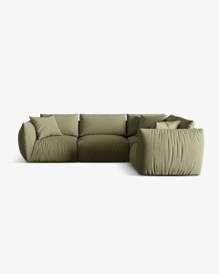 COLTAR MODULAR CHRIS, PE DREAPTA, 210X295, VERDE DESCHIS, CU TAPITERIE DIN TEXTIL STRUCTURAT LINS, MICADONI - Img 3