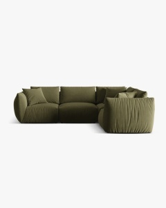 COLTAR MODULAR CHRIS, PE DREAPTA, 210X295, VERDE DESCHIS, CU TAPITERIE DIN TEXTIL CATIFEA CASINO, MICADONI