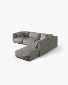 COLTAR MODULAR CHRIS, PE DREAPTA, 290X295, GRI CALD, CU TAPITERIE DIN TEXTIL STRUCTURAT LINS, MICADONI
