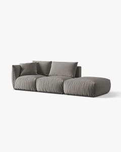 COLTAR MODULAR CHRIS, PE DREAPTA, 315X100, GRI, CU TAPITERIE DIN TEXTIL CATIFEA CASINO, MICADONI - Img 3