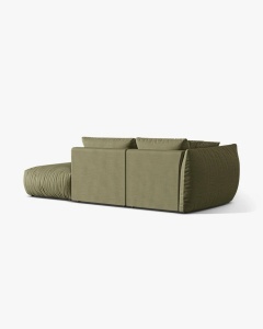 COLTAR MODULAR CHRIS, PE DREAPTA, 315X100, VERDE DESCHIS, CU TAPITERIE DIN TEXTIL STRUCTURAT LINS, MICADONI - Img 3