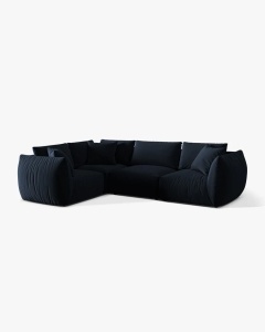 COLTAR MODULAR CHRIS, PE STANGA, 210X295, ALBASTRU ROYAL, CU TAPITERIE DIN TEXTIL CATIFEA CASINO, MICADONI - Img 2