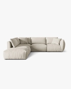COLTAR MODULAR CHRIS, PE STANGA, 290X295, NATURAL, CU TAPITERIE DIN TEXTIL STRUCTURAT LINS, MICADONI