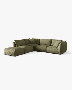 COLTAR MODULAR CHRIS, PE STANGA, 290X295, VERDE DESCHIS, CU TAPITERIE DIN TEXTIL STRUCTURAT LINS, MICADONI - Img 3