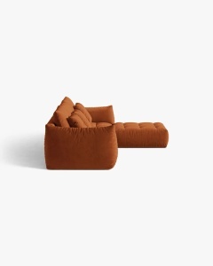 COLTAR MODULAR, CU 2 LOCURI, BLOOM, CARAMIZIU, 327 CM, CU TAPITERIE DIN TEXTIL CATIFEA CASINO, MICADONI - Img 3