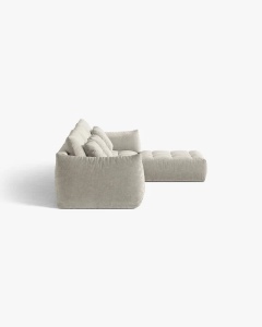 COLTAR MODULAR, CU 2 LOCURI, BLOOM, GRI DESCHIS, 327 CM, CU TAPITERIE DIN TEXTIL STRUCTURAT WIND, MICADONI - Img 3