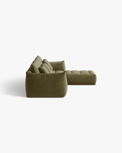 COLTAR MODULAR, CU 2 LOCURI, BLOOM, VERDE DESCHIS, 327 CM, CU TAPITERIE DIN TEXTIL CATIFEA CASINO, MICADONI - Img 3