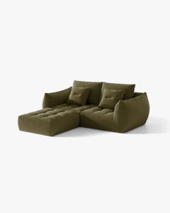 COLTAR MODULAR, CU 2 LOCURI, BLOOM, VERDE DESCHIS, 327 CM, CU TAPITERIE DIN TEXTIL STRUCTURAT WIND, MICADONI - Img 2