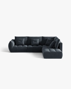 COLTAR MODULAR, CU 4 LOCURI, BLOOM, PE DREAPTA, ALBASTRU MARIN, 316 CM, CU TAPITERIE DIN TEXTIL STRUCTURAT WIND, MICADONI