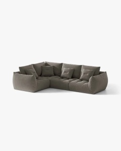 COLTAR MODULAR, CU 4 LOCURI, BLOOM, PE STANGA, 316 CM, CU TAPITERIE DIN TEXTIL CATIFEA CASINO, MICADONI - Img 2