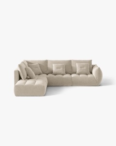 COLTAR MODULAR, CU 4 LOCURI, BLOOM, PE STANGA, BEJ DESCHIS, 316 CM, CU TAPITERIE DIN TEXTIL STRUCTURAT WIND, MICADONI