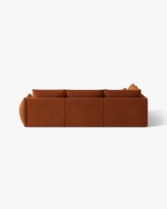 COLTAR MODULAR, CU 4 LOCURI, BLOOM, PE STANGA, CARAMIZIU, 316 CM, CU TAPITERIE DIN TEXTIL CATIFEA CASINO, MICADONI - Img 4
