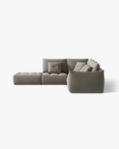 COLTAR MODULAR, CU 4 LOCURI, BLOOM, PE STANGA, GRI, 316 CM, CU TAPITERIE DIN TEXTIL CATIFEA CASINO, MICADONI - Img 3