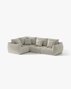 COLTAR MODULAR, CU 4 LOCURI, BLOOM, PE STANGA, GRI DESCHIS, 316 CM, CU TAPITERIE DIN TEXTIL STRUCTURAT WIND, MICADONI - Img 2
