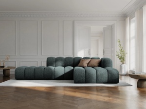 COLTAR MODULAR LUPIN, DREAPTA, 5 LOCURI, 294 CM, VERDE PETROL 78, TAPITERIE CHENILLE, DESIGN DEOSEBIT