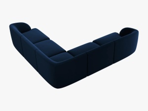 COLTAR MODULAR, MILEY, 5 LOCURI, ALBASTRU 86, TAPITERIE DIN CATIFEA, DESIGN DEOSEBIT - Img 4