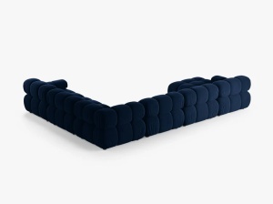 COLTAR MODULAR PANORAMIC BELLIS, PE DREAPTA, ALBASTRU ROYAL, CU TAPITERIE DIN CATIFEA BLUVEL, MICADONI - Img 3