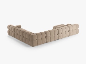 COLTAR MODULAR PANORAMIC BELLIS, PE DREAPTA, BEJ, CU TAPITERIE DIN CATIFEA VENUS, MICADONI - Img 3