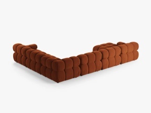 COLTAR MODULAR PANORAMIC BELLIS, PE DREAPTA, TERACOTA, CU TAPITERIE DIN CATIFEA BLUVEL, MICADONI - Img 3