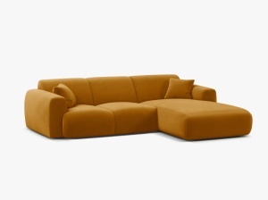 COLTAR MOLINO, 225 CM, PE DREAPTA, GALBEN, CU TAPITERIE DIN TEXTIL CATIFEA CASINO, MICADONI - Img 2