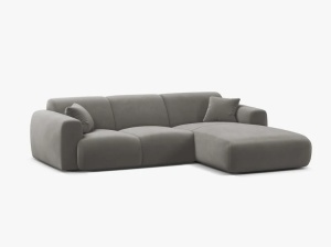 COLTAR MOLINO, 225 CM, PE DREAPTA, GRI, CU TAPITERIE DIN TEXTIL CATIFEA CASINO, MICADONI - Img 2