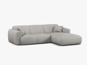 COLTAR MOLINO, 225 CM, PE DREAPTA, GRI DESCHIS, CU TAPITERIE DIN TEXTIL CHENILLE REBEL, MICADONI - Img 2