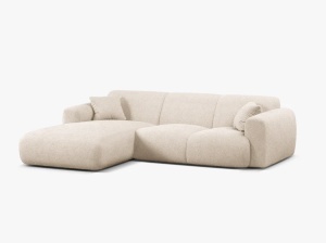 COLTAR MOLINO, 225 CM, PE STANGA, BEJ, CU TAPITERIE DIN TEXTIL BOUCLE BALOO, MICADONI - Img 2