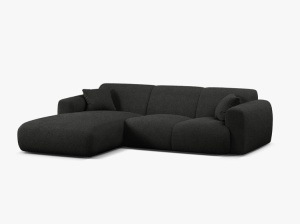 COLTAR MOLINO, 225 CM, PE STANGA, NEGRU, CU TAPITERIE DIN TEXTIL BOUCLE BALOO, MICADONI - Img 2