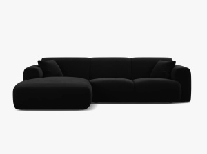 COLTAR MOLINO, 225 CM, PE STANGA, NEGRU, CU TAPITERIE DIN TEXTIL CATIFEA CASINO, MICADONI