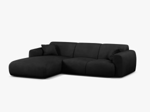COLTAR MOLINO, 225 CM, PE STANGA, NEGRU, CU TAPITERIE DIN TEXTIL CHENILLE REBEL, MICADONI - Img 2