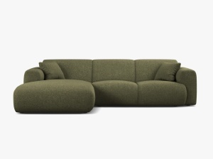 COLTAR MOLINO, 225 CM, PE STANGA, VERDE, CU TAPITERIE DIN TEXTIL CHENILLE EDEN, MICADONI