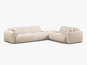 COLTAR MOLINO, 315 CM, PE DREAPTA, BEJ, CU TAPITERIE DIN TEXTIL BOUCLE BALOO, MICADONI