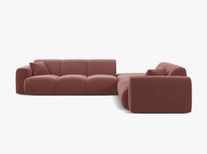COLTAR MOLINO, 315 CM, PE DREAPTA, ROZ FLAMINGO, CU TAPITERIE DIN TEXTIL CATIFEA VELVET CASINO, MICADONI - Img 2