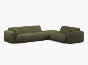 COLTAR MOLINO, 315 CM, PE DREAPTA, VERDE, CU TAPITERIE DIN TEXTIL CHENILLE EDEN, MICADONI